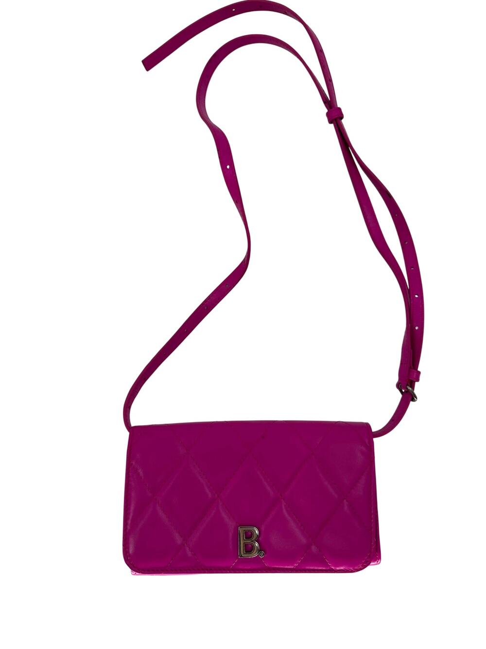 Balenciaga Touch B Logo Quilted Leather Pink Crossbody Bag Women's One Size